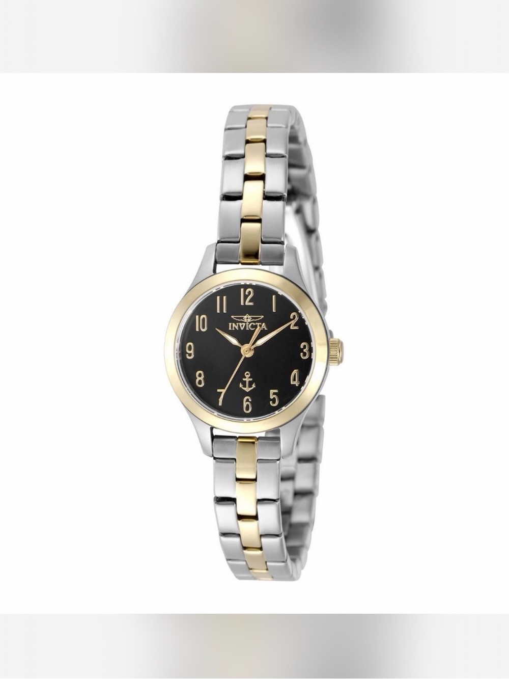 Invicta Two-Tone Silver and Gold Bracelet Watch with Black Dial
